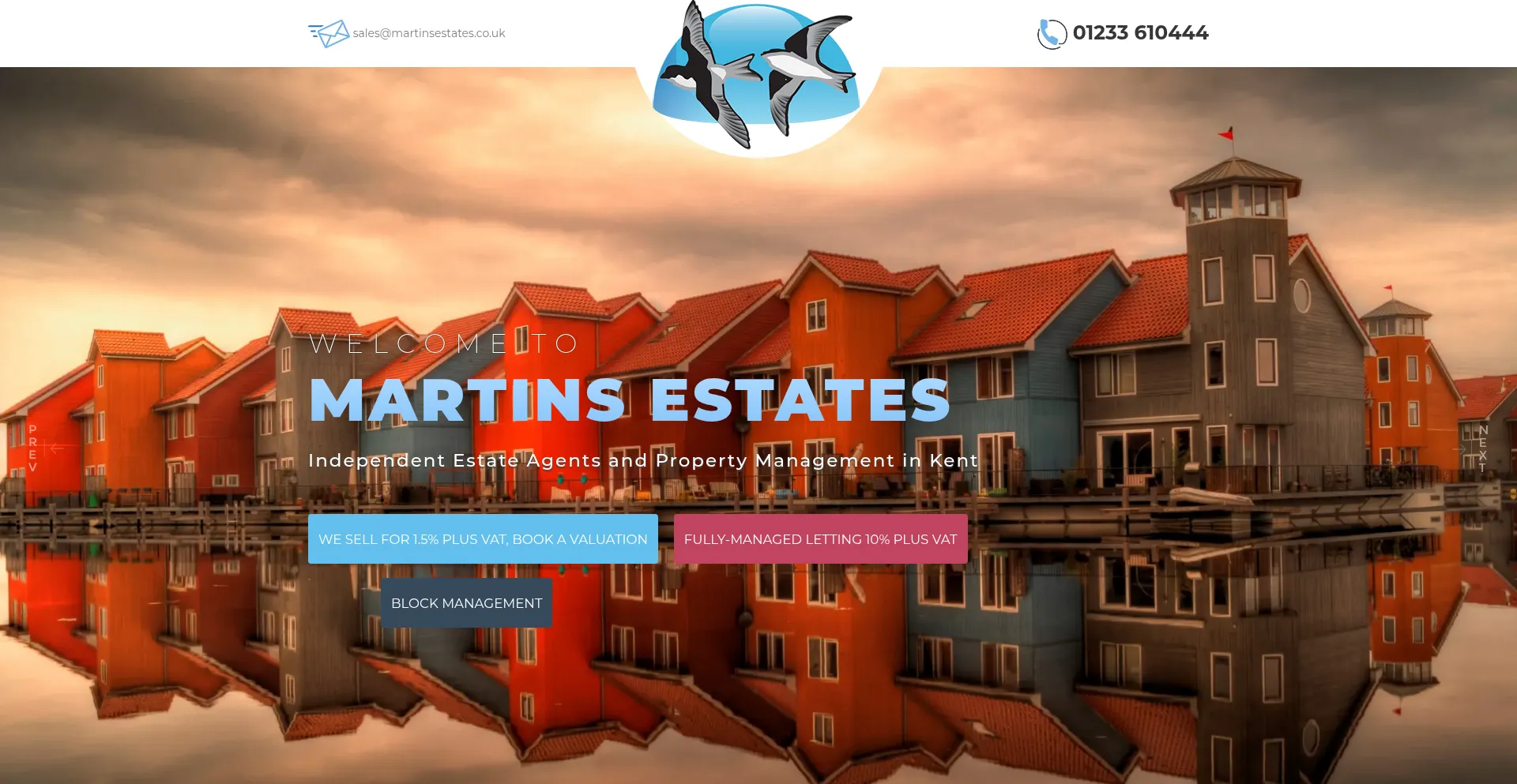 Website screenshot of Martinsestates.co.uk