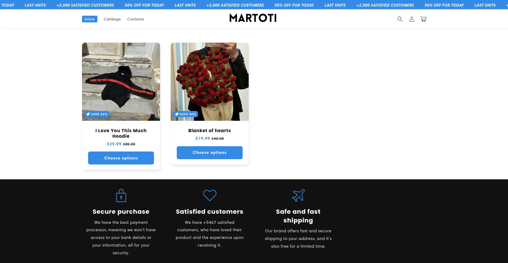 Website screenshot of Martoti.com