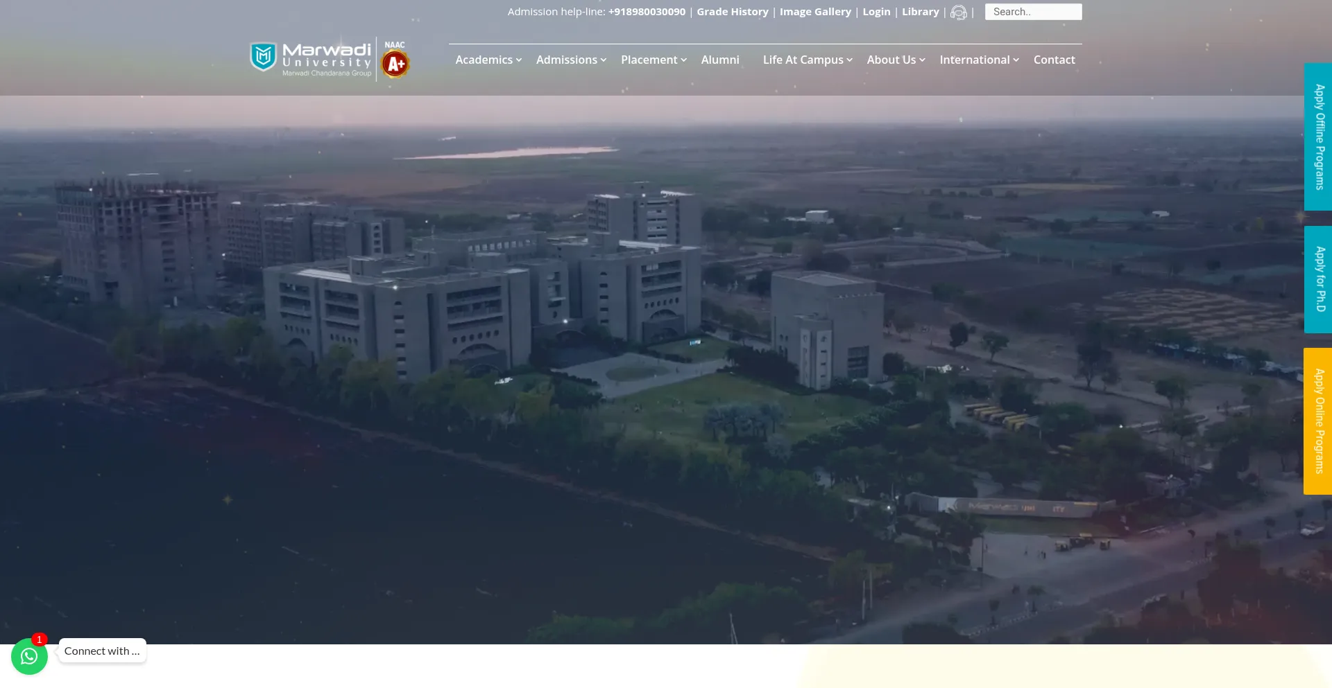 Website screenshot of Marwadiuniversity.ac.in