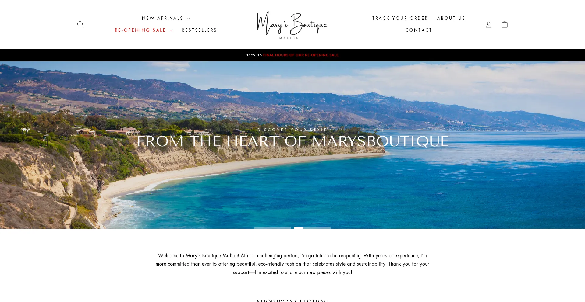 Website screenshot of Marysboutiquemalibu.com