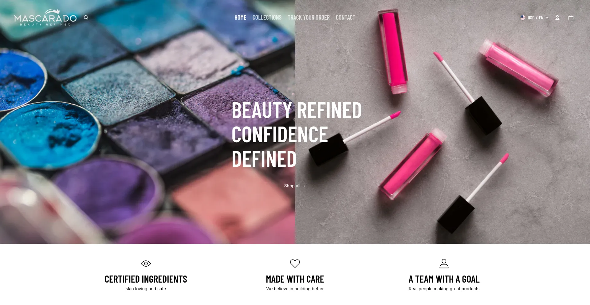Website screenshot of Mascarado.co