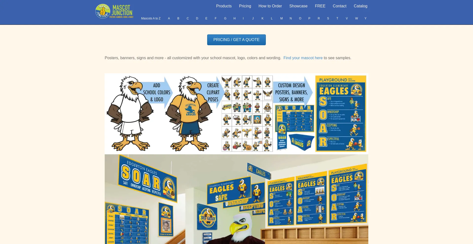 Website screenshot of Mascotjunction.com