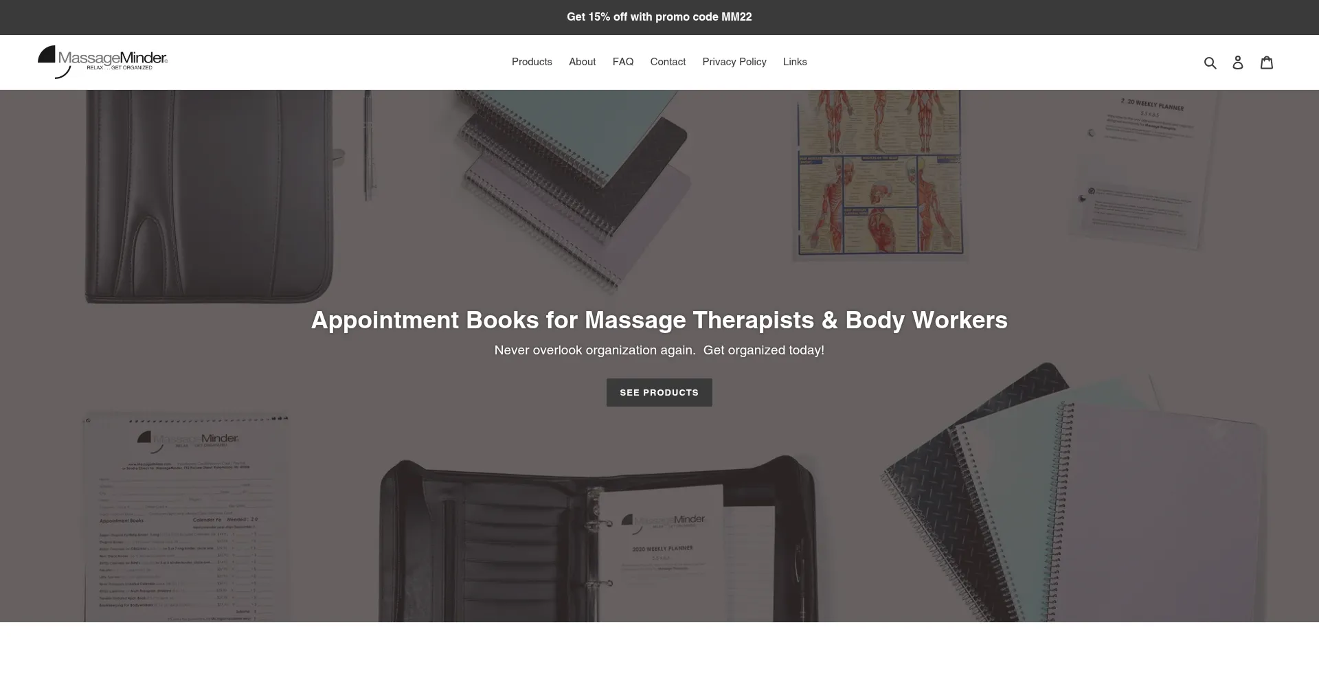 Website screenshot of Massageminder.com