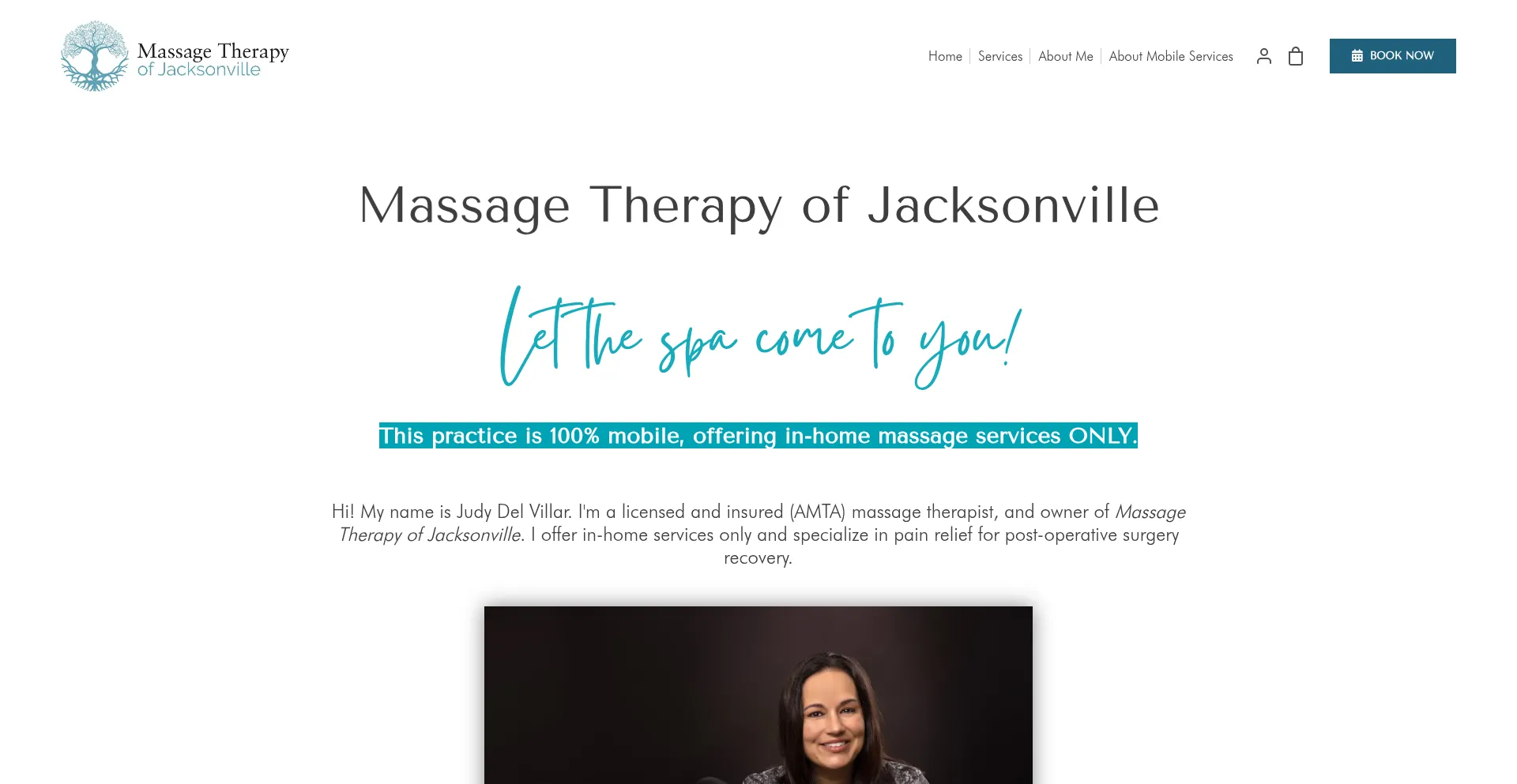 Website screenshot of Massagetherapyofjax.com