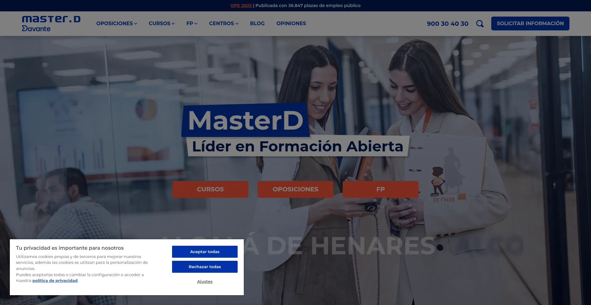 Website screenshot of Masterd.es