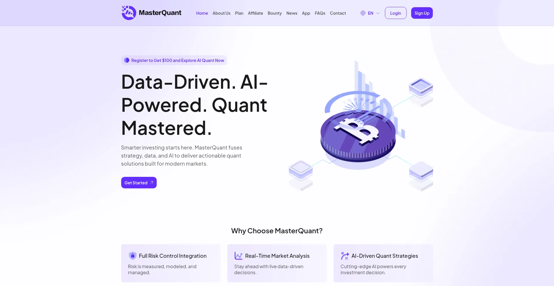 Website screenshot of Masterquant.net