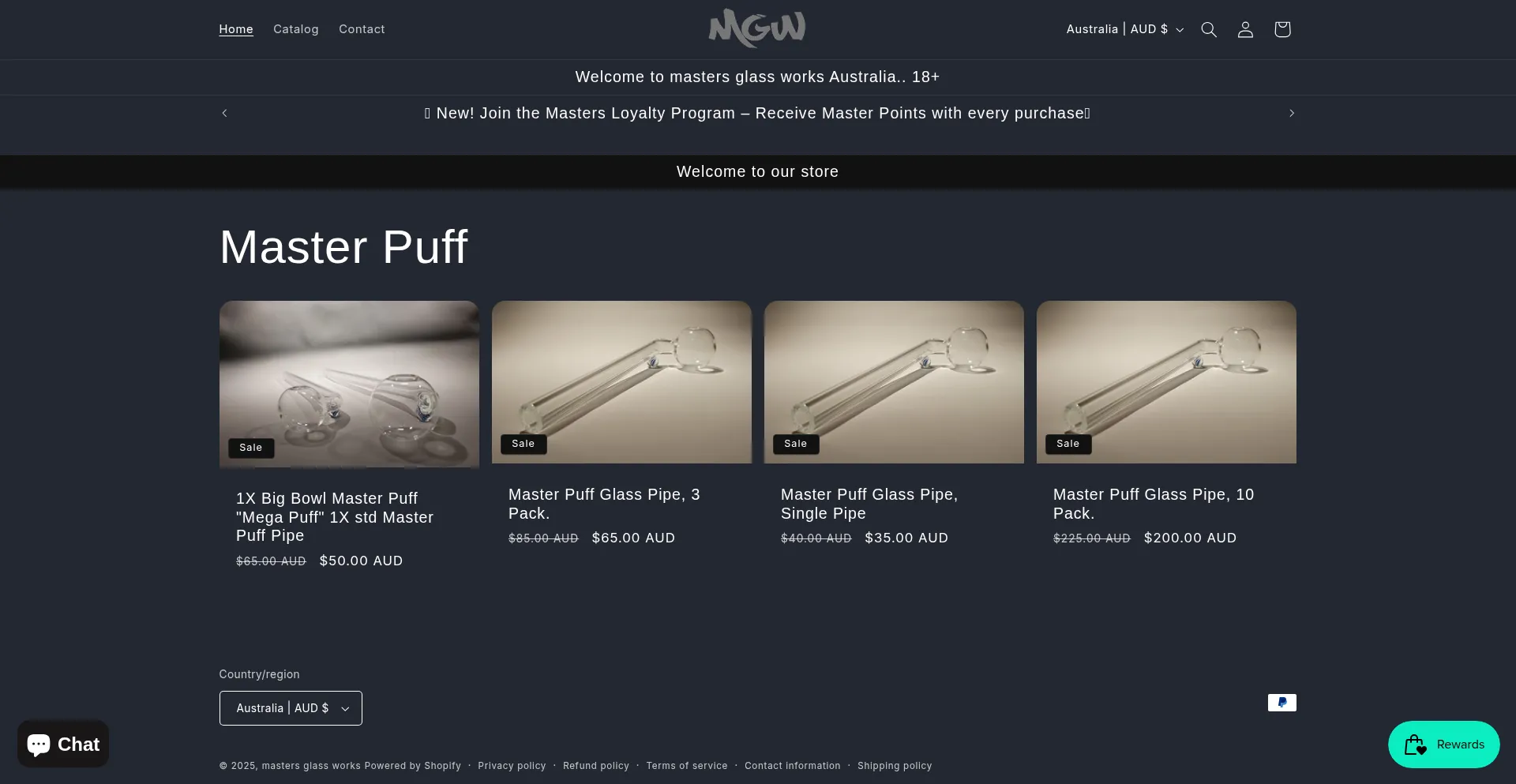 Website screenshot of Mastersglassworks.com.au