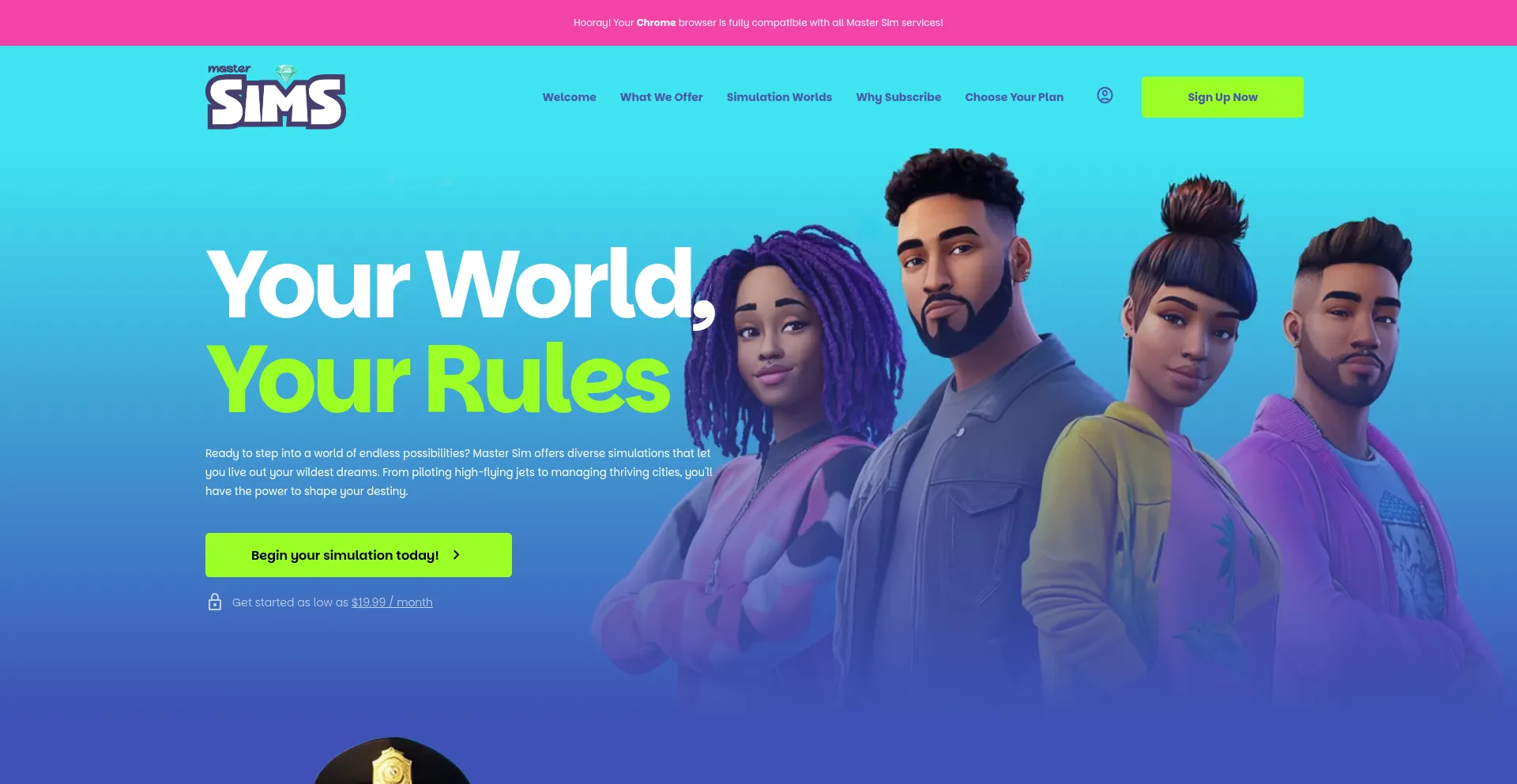 Website screenshot of Mastersim.club