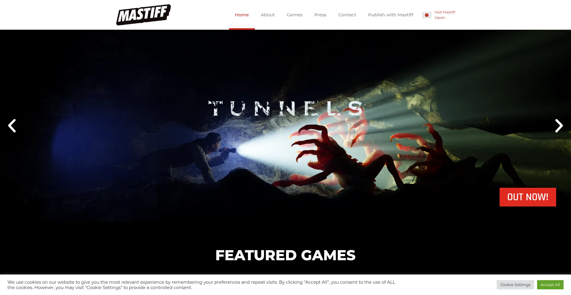Website screenshot of Mastiff-games.com