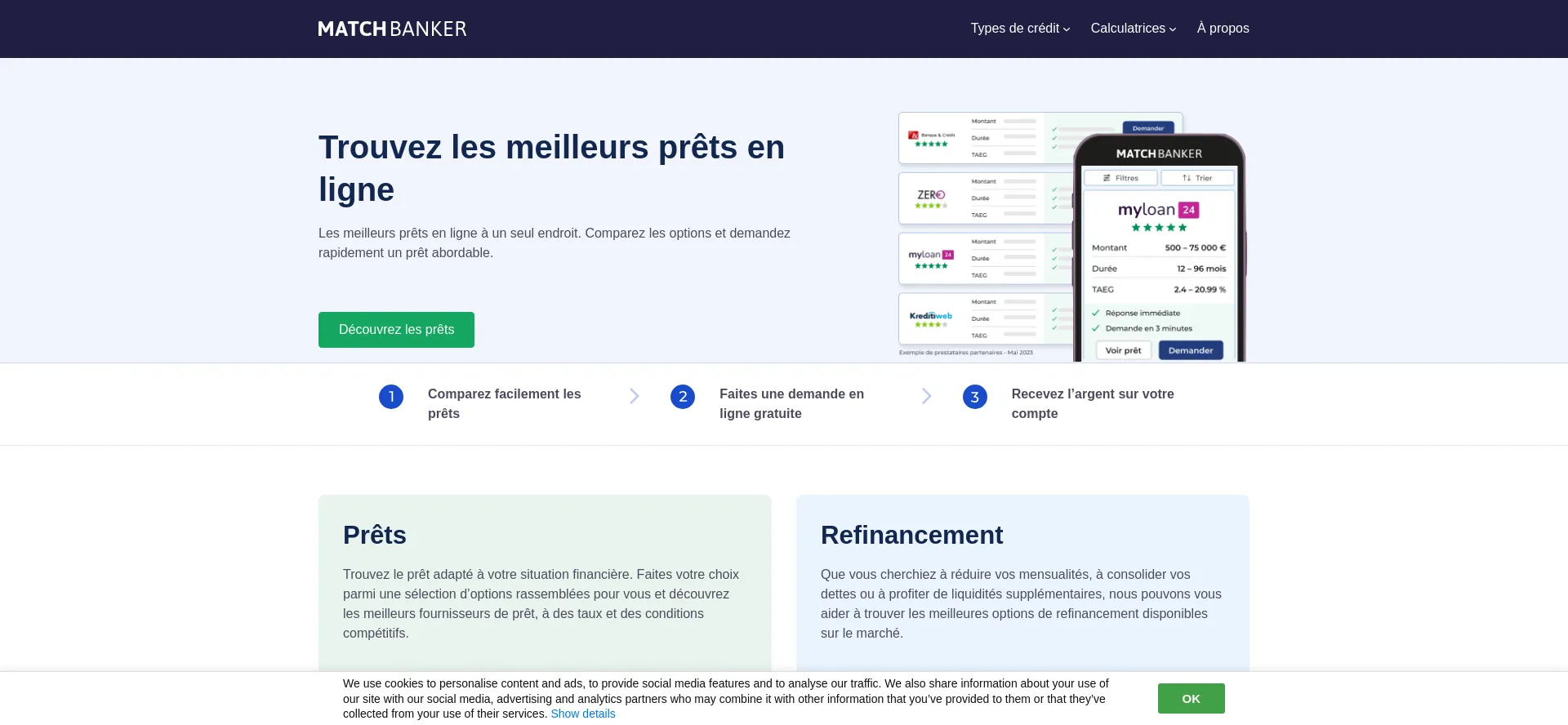 Website screenshot of Matchbanker.fr