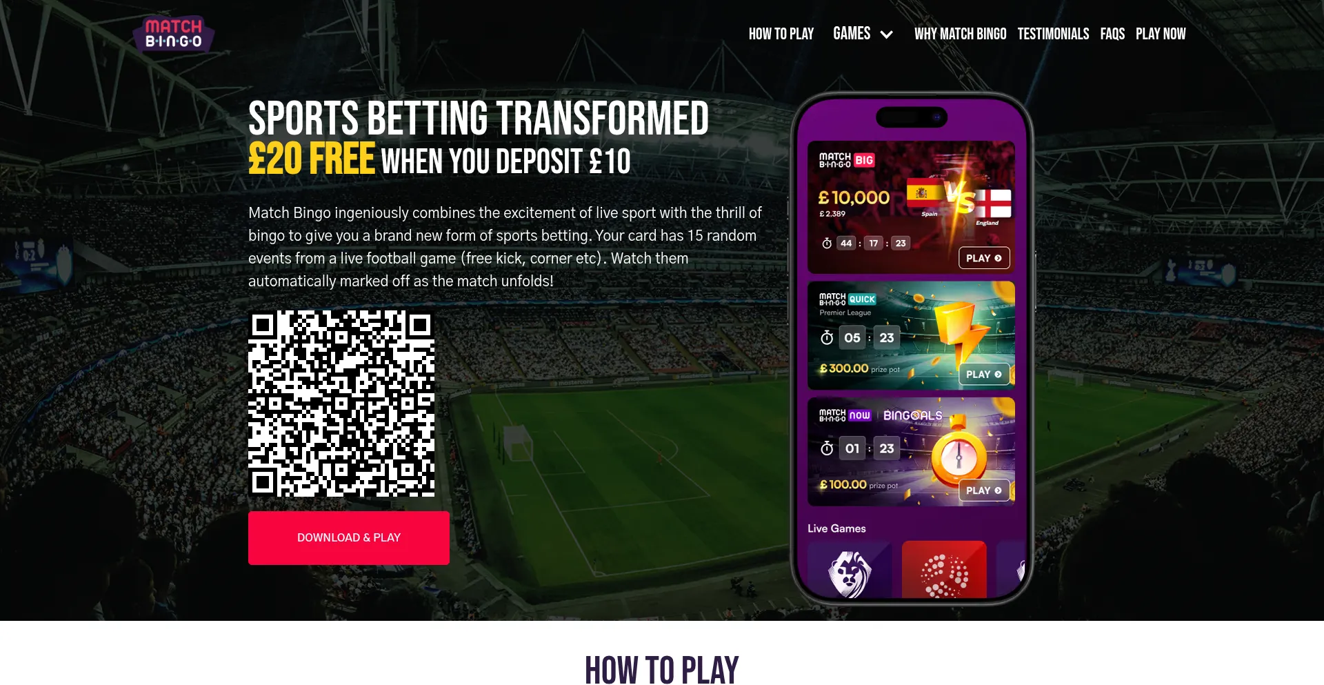 Website screenshot of Matchbingo.co.uk