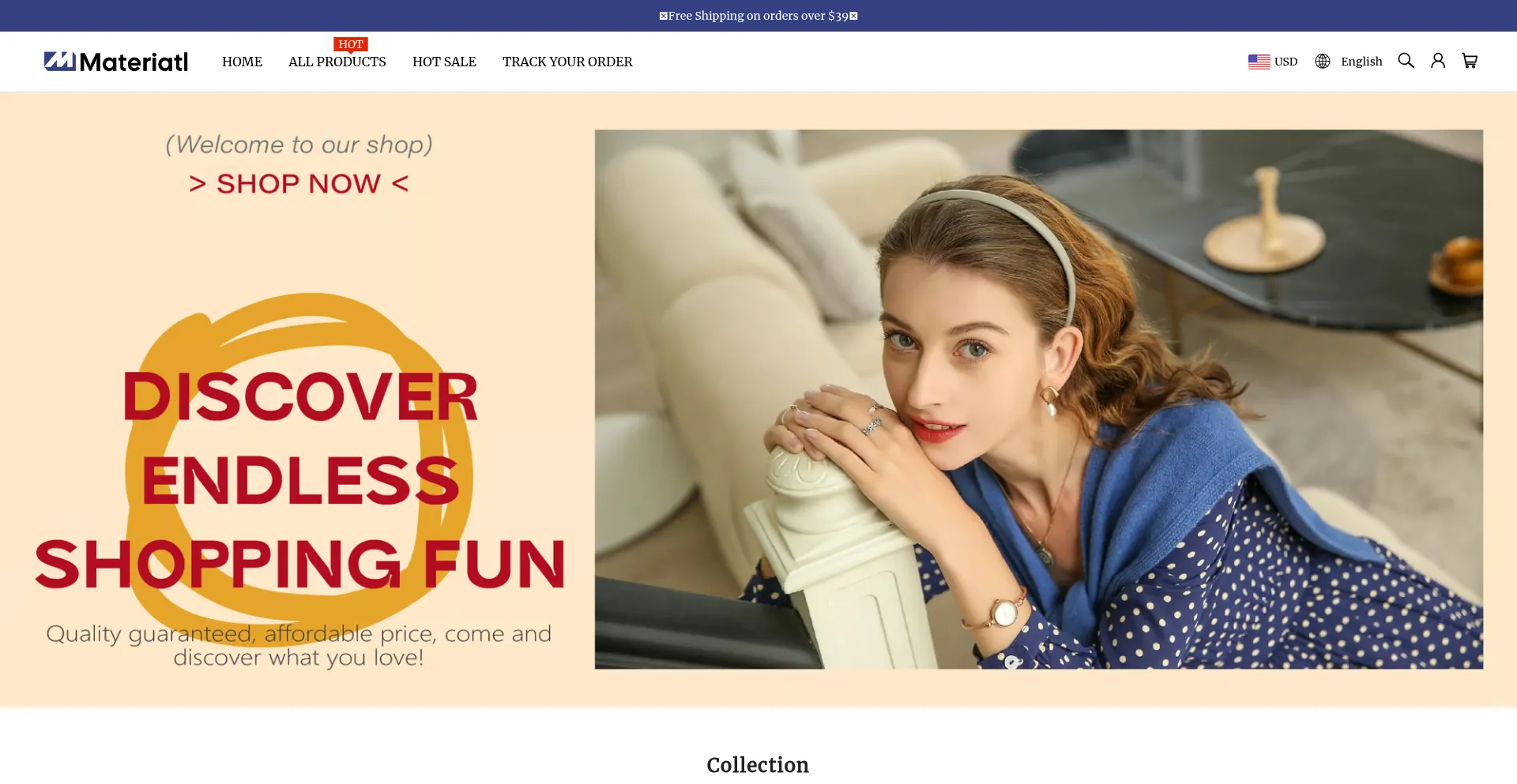 Website screenshot of Materiatl.com