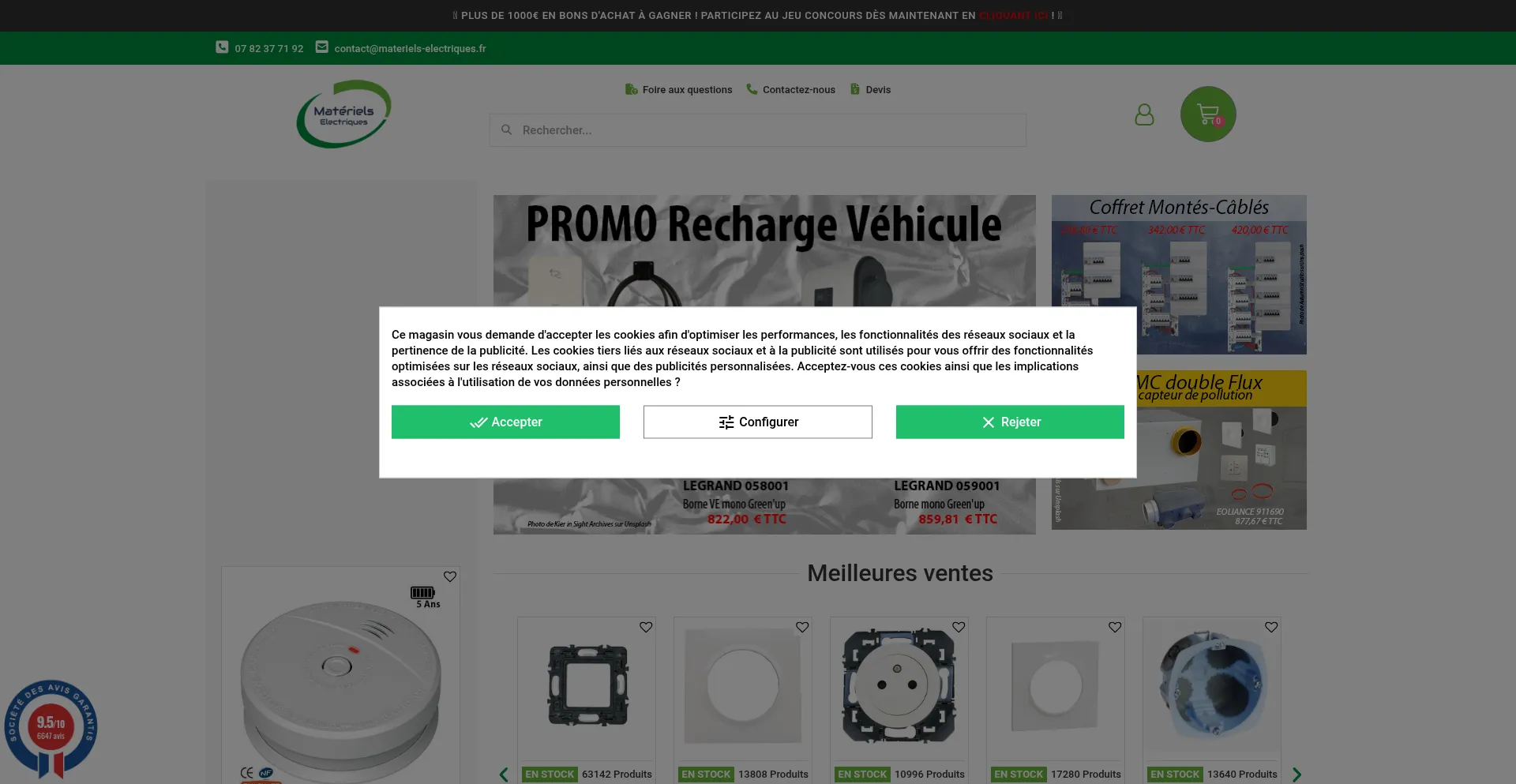Website screenshot of Materiels-electriques.fr