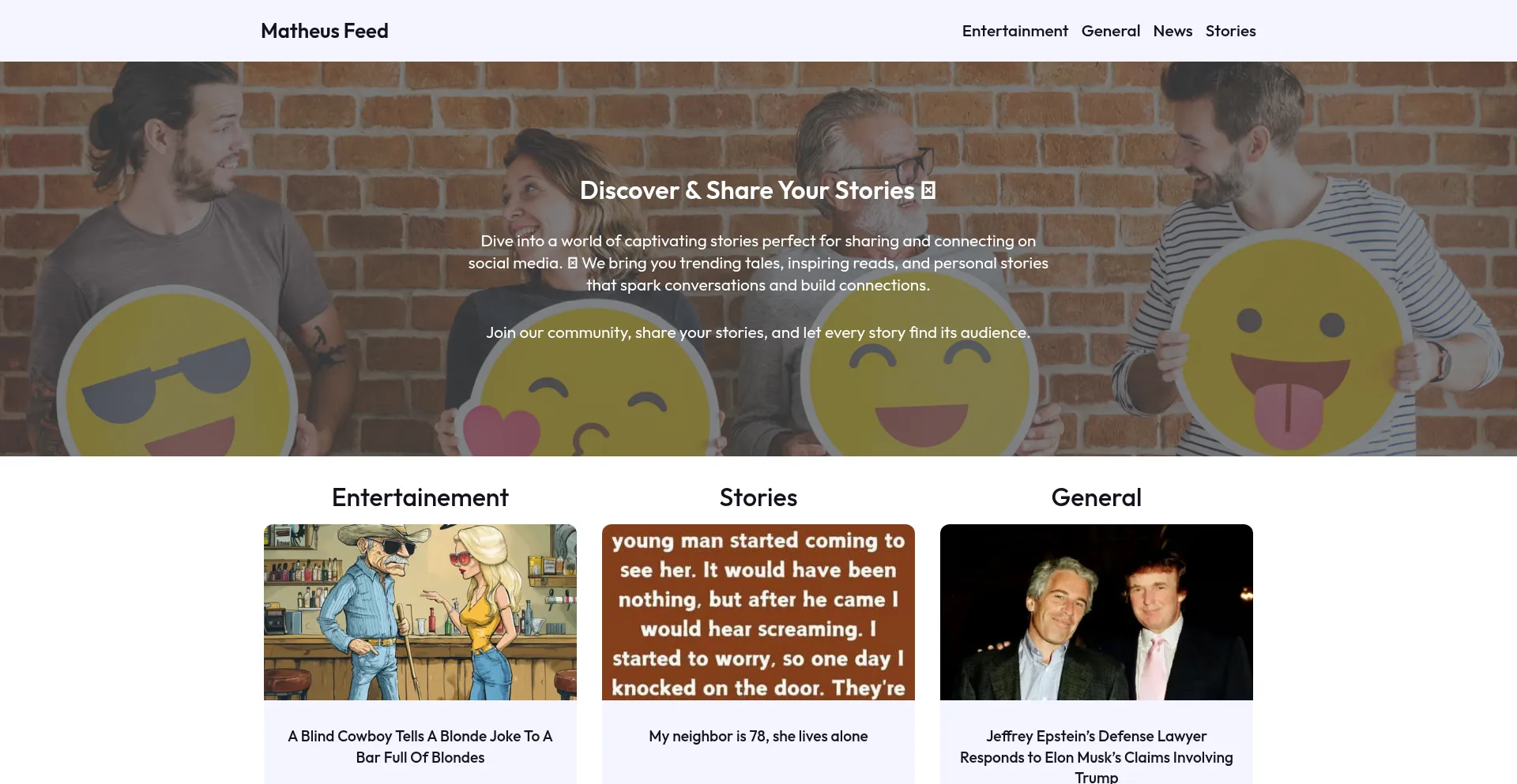Website screenshot of Matheusfeed.com