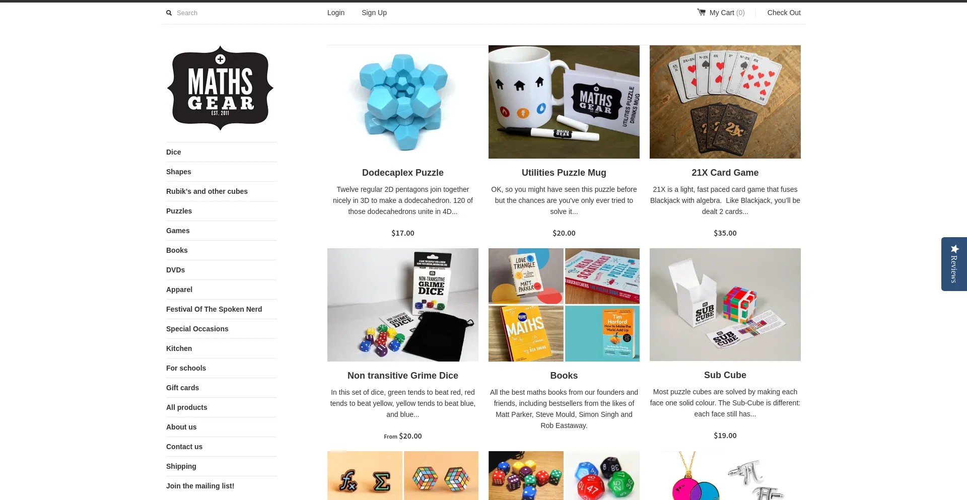 Website screenshot of Mathsgear.co.uk