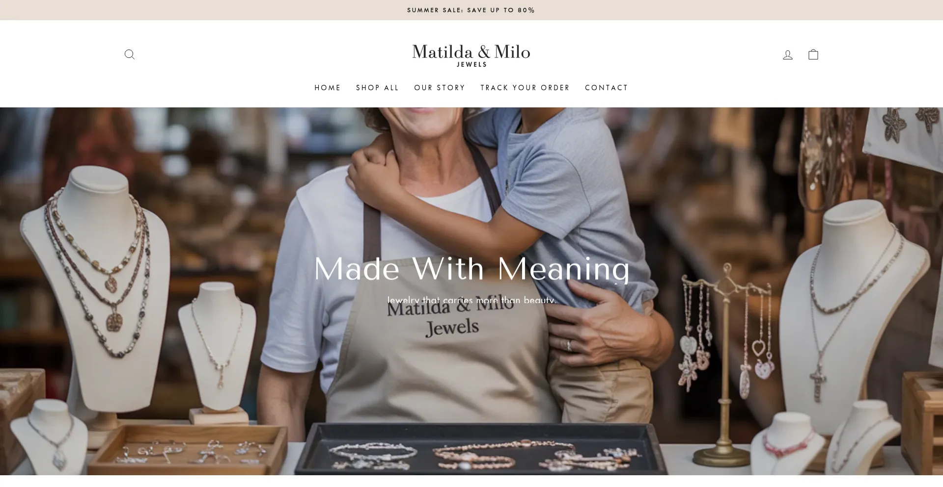 Website screenshot of Matildamilojewels.com