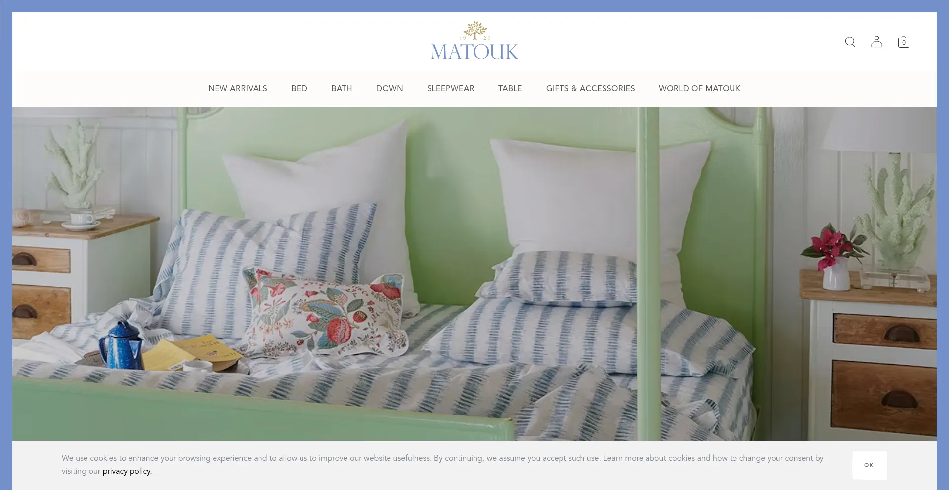 Website screenshot of Matouk.com