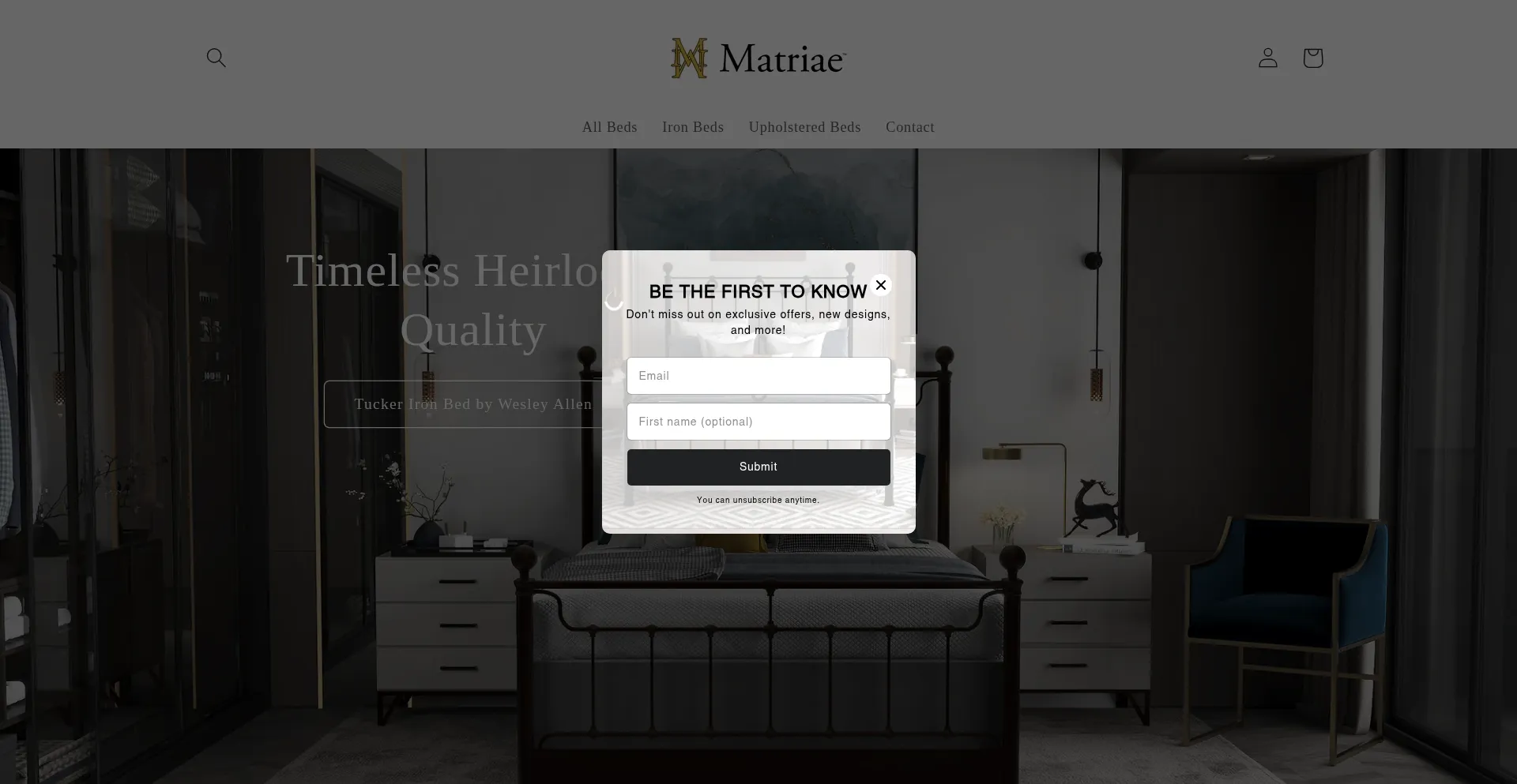 Website screenshot of Matriae.com