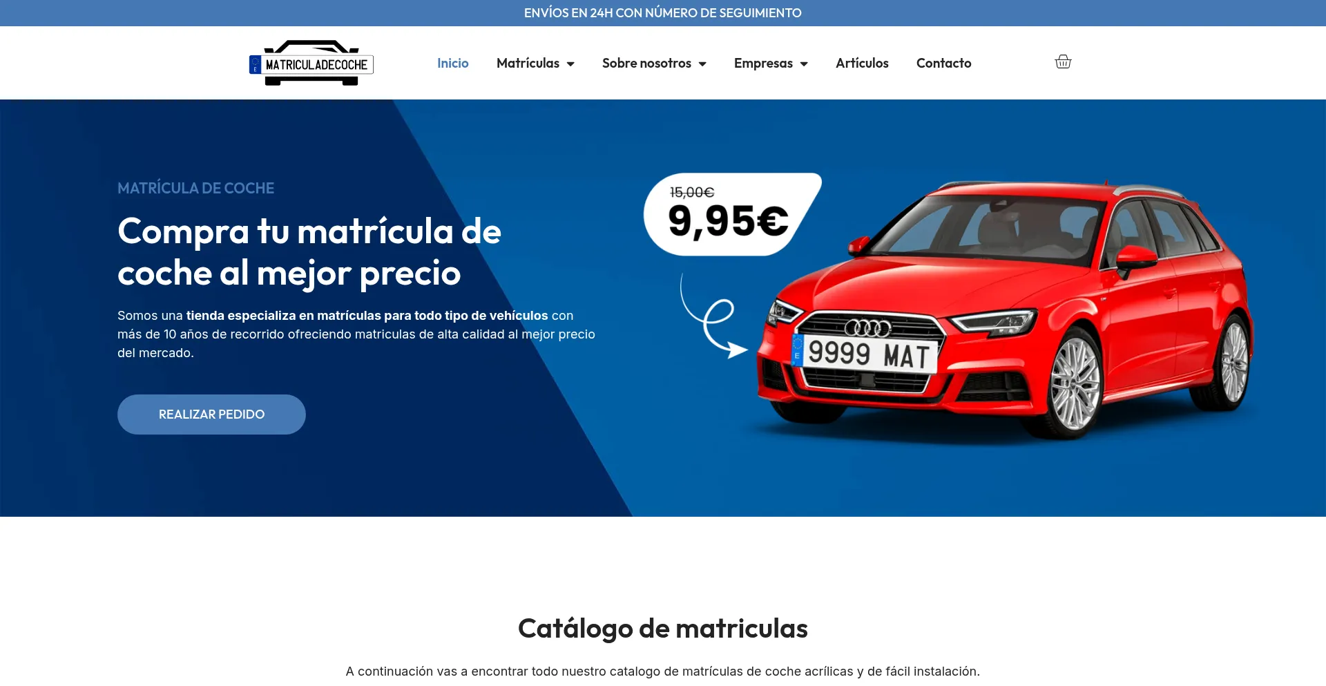 Website screenshot of Matriculadecoche.com