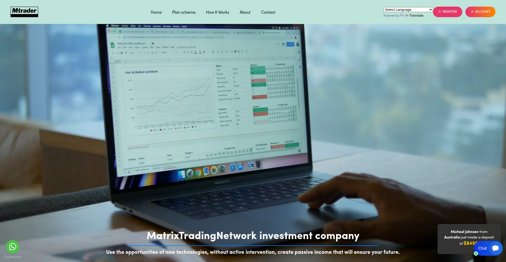 Website screenshot of Matrixtradingnetwork.org