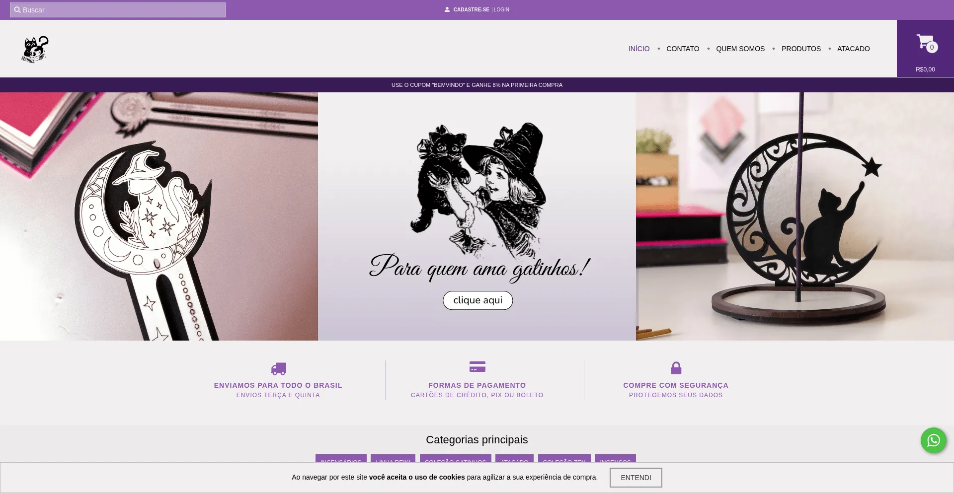 Website screenshot of Maubiaincensarios.lojavirtualnuvem.com.br