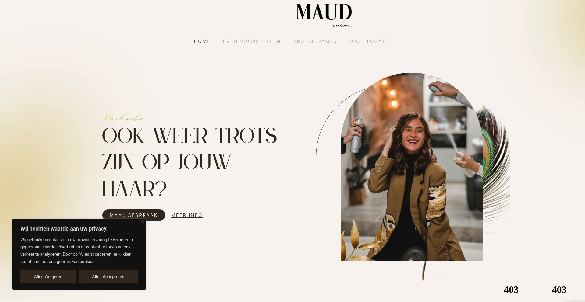 Website screenshot of Maud-salon.nl