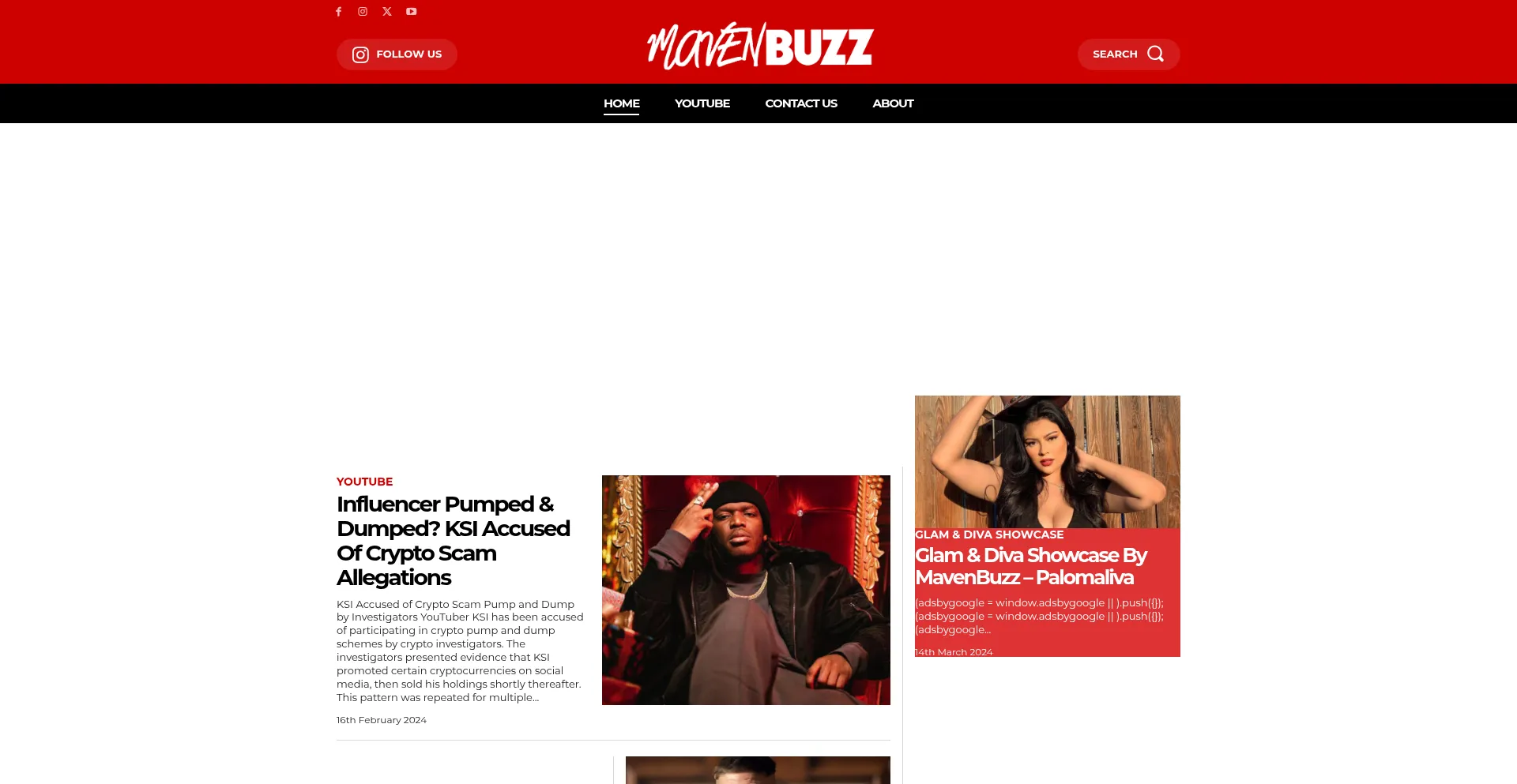 Website screenshot of Mavenbuzz.com