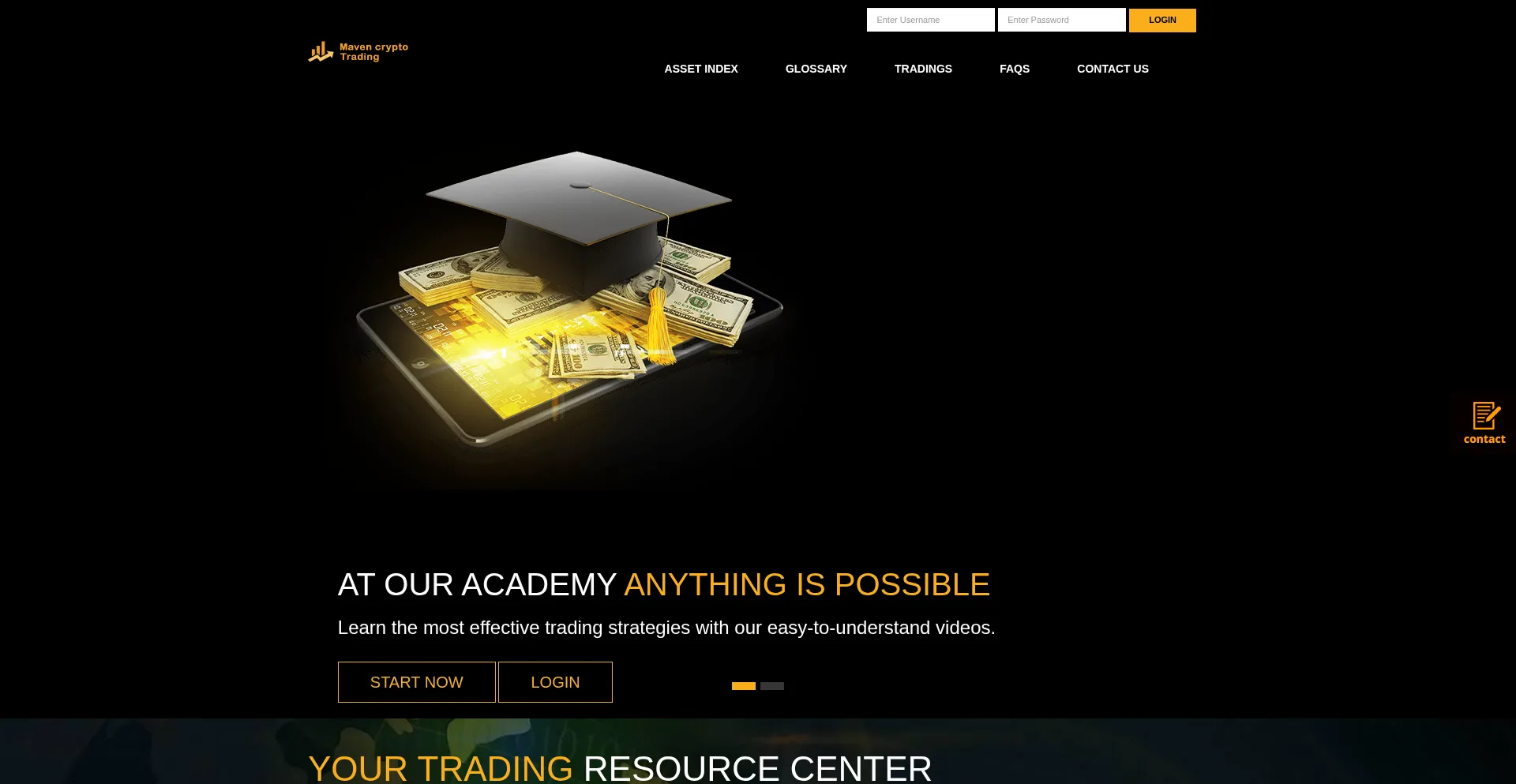 Website screenshot of Mavencryptotrading.org