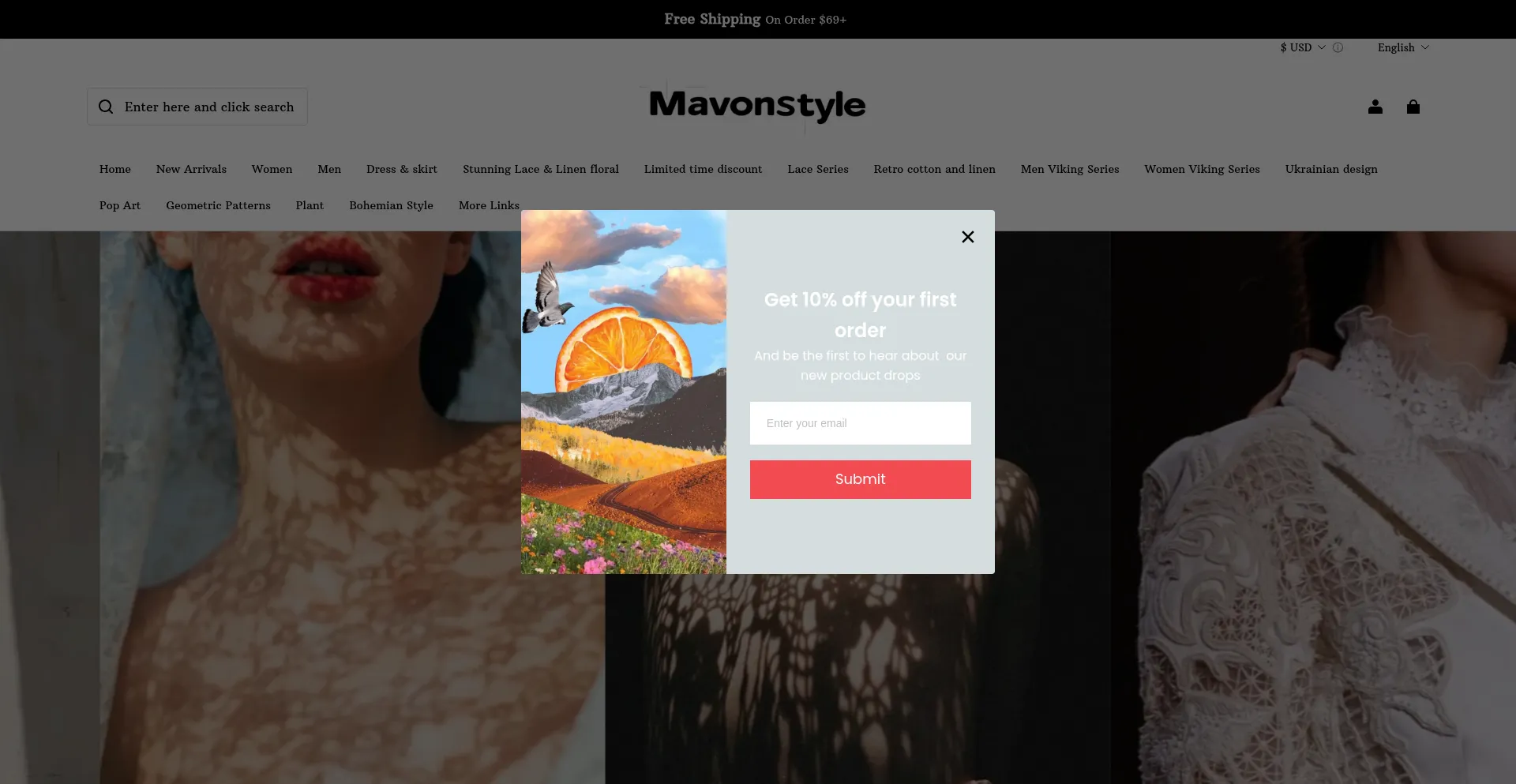 Website screenshot of Mavonstyle.com