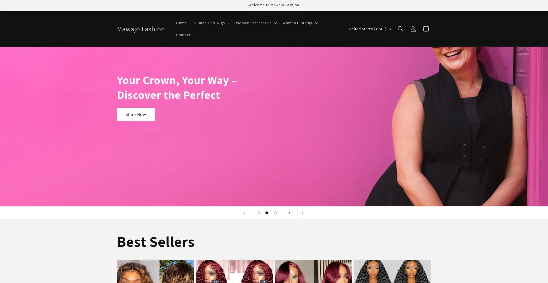 Website screenshot of Mawajofashion.shop