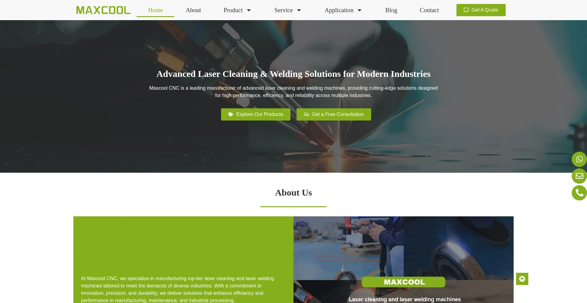 Website screenshot of Maxcoolcnc.com
