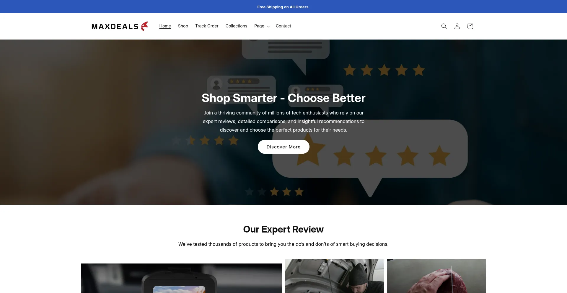 Website screenshot of Maxdeals.co.uk