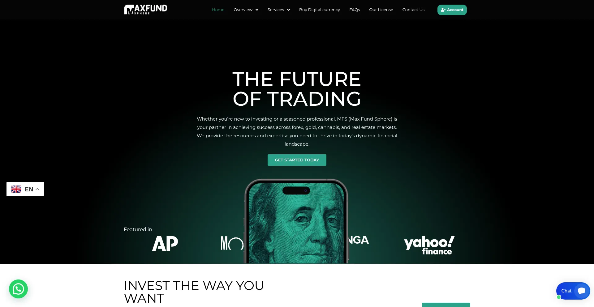 Website screenshot of Maxfundsphere.com