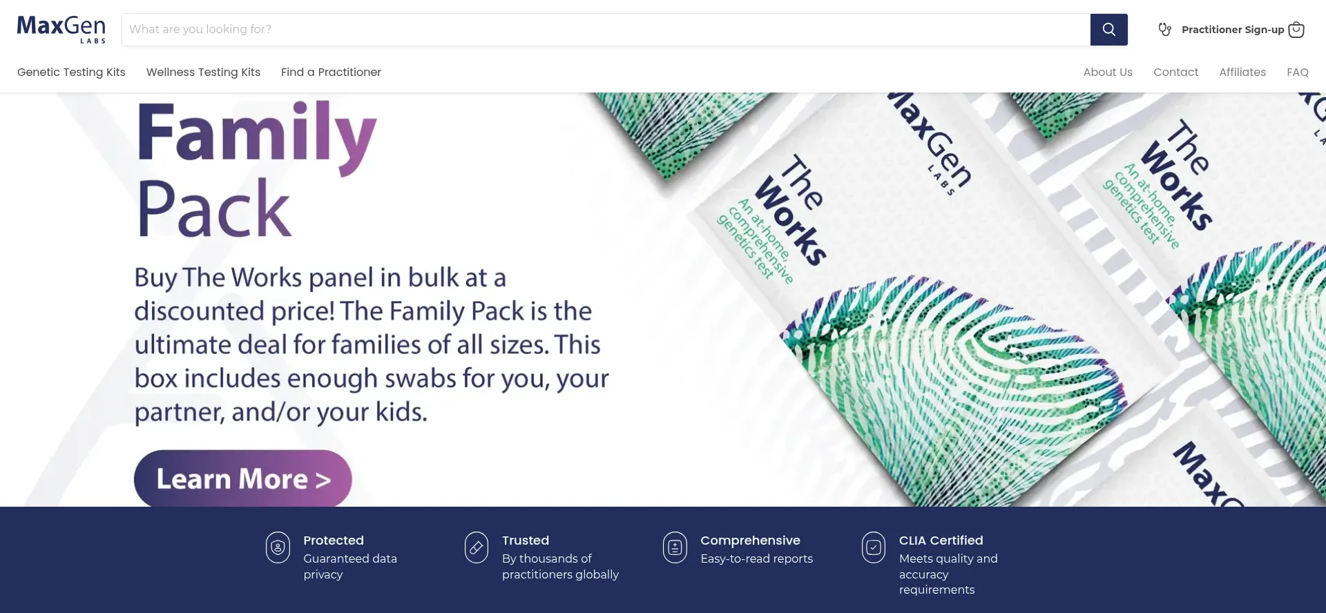 Website screenshot of Maxgenlabs.com