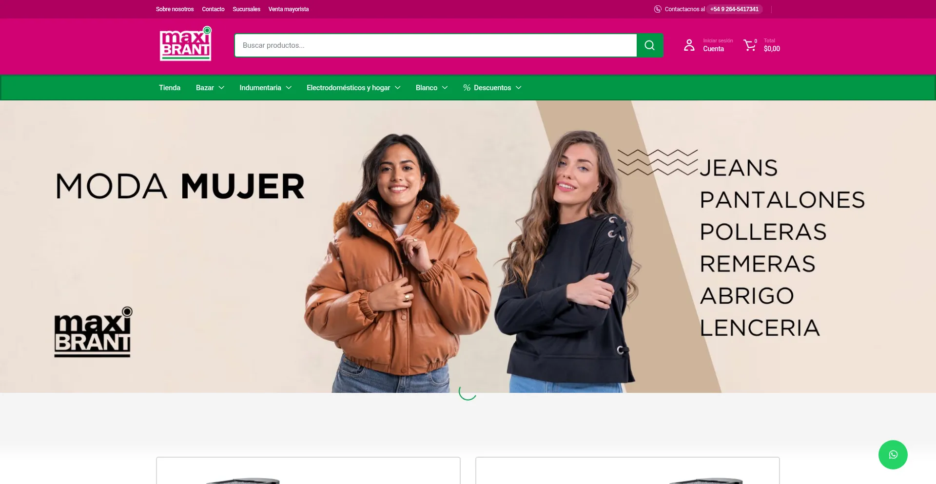 Website screenshot of Maxibrant.com
