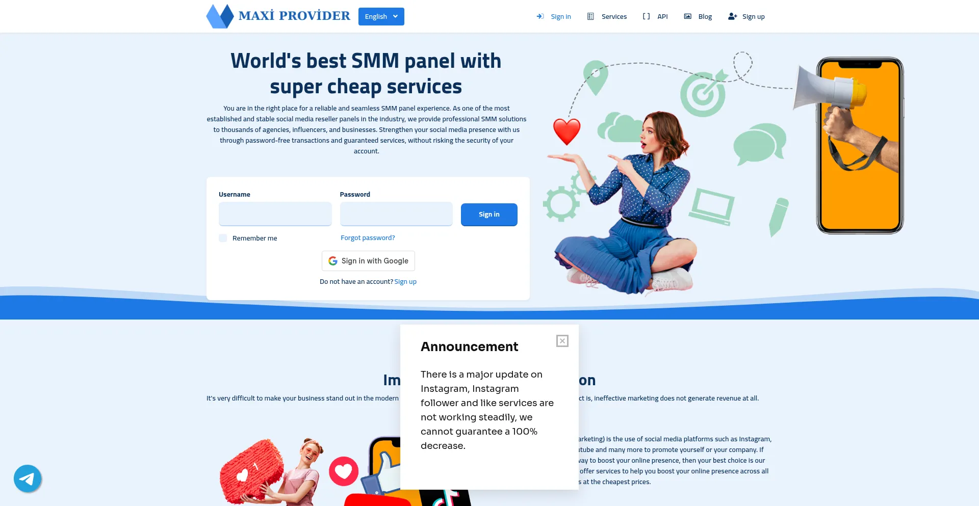 Website screenshot of Maxiprovider.com