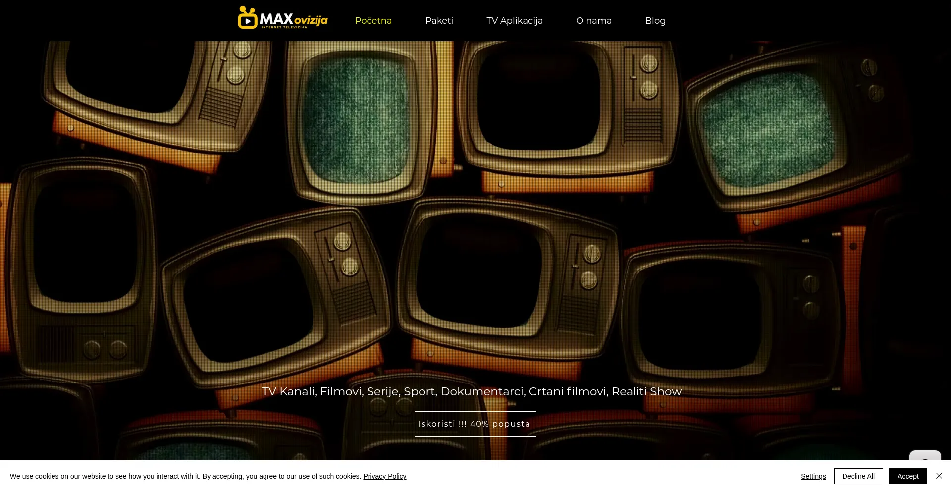 Website screenshot of Maxovizija.com