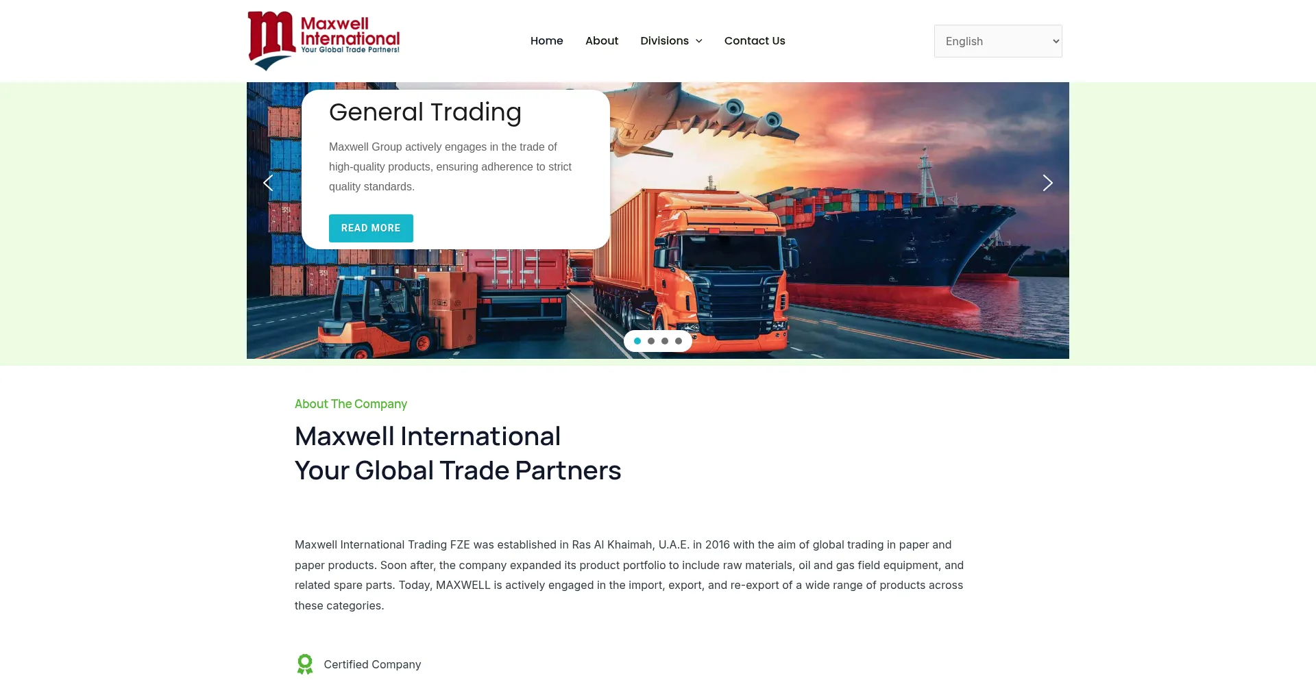 Website screenshot of Maxwellintl.com