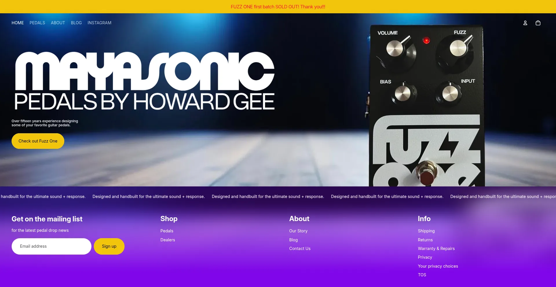 Website screenshot of Mayasonic.com