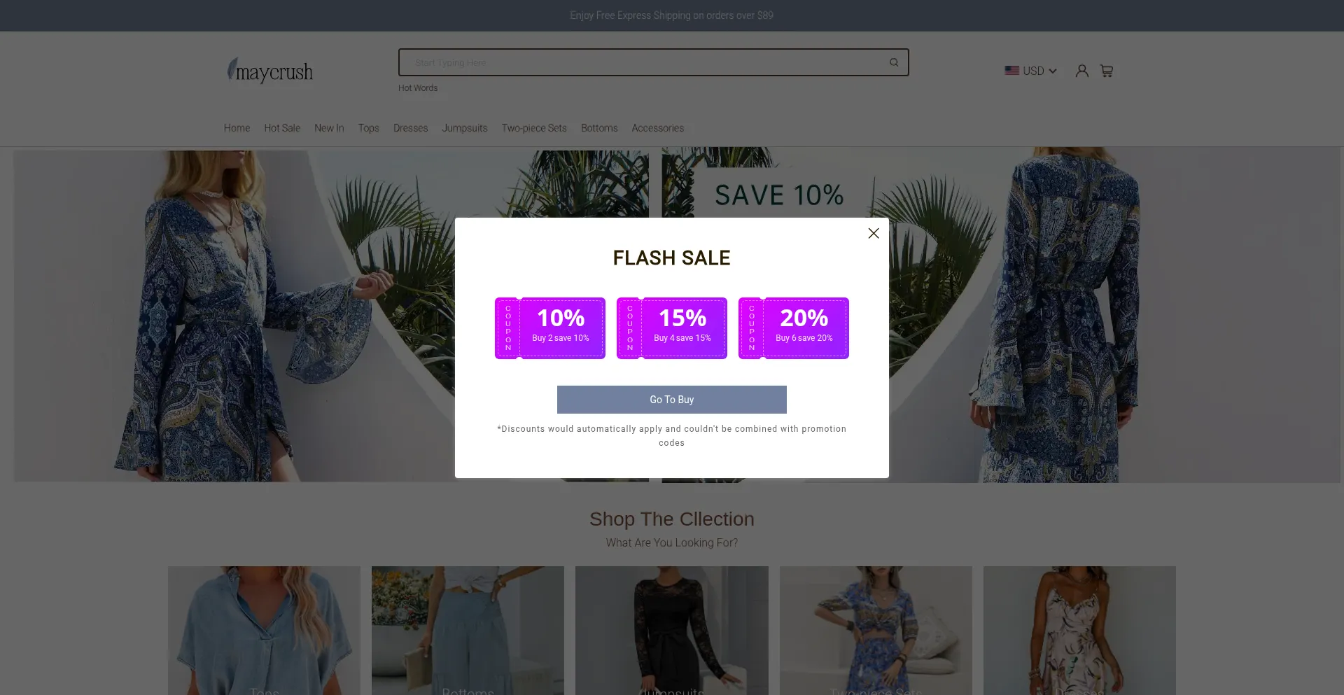 Website screenshot of Maycrush.com