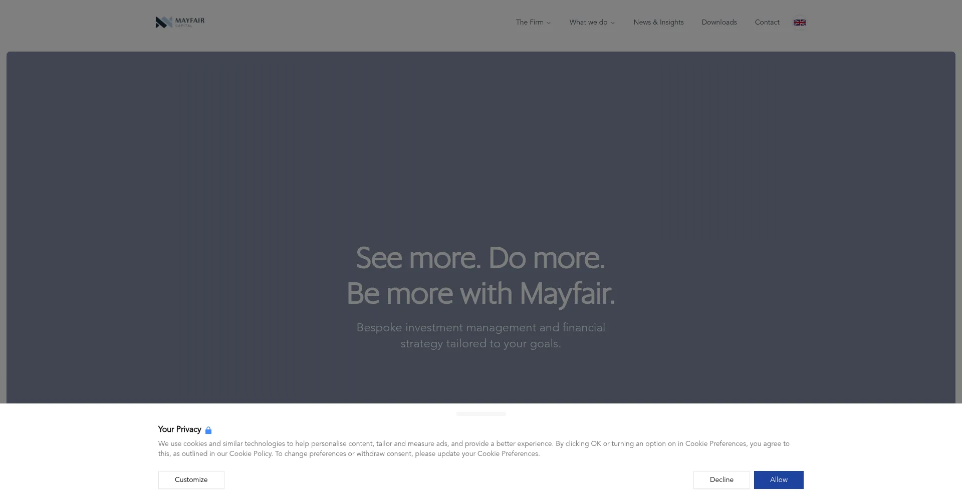 Website screenshot of Mayfair-capital.co.uk