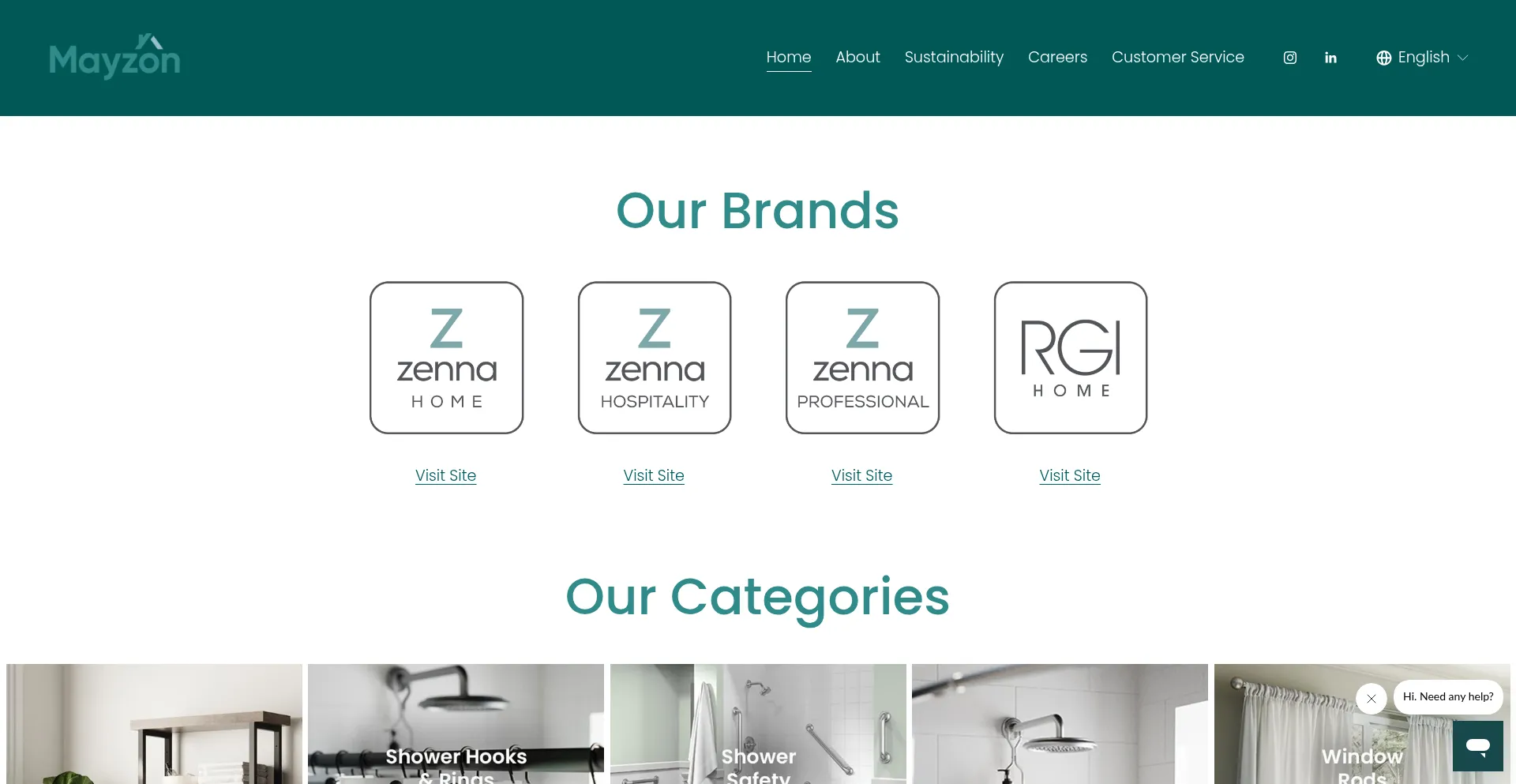 Website screenshot of Mayzon.com