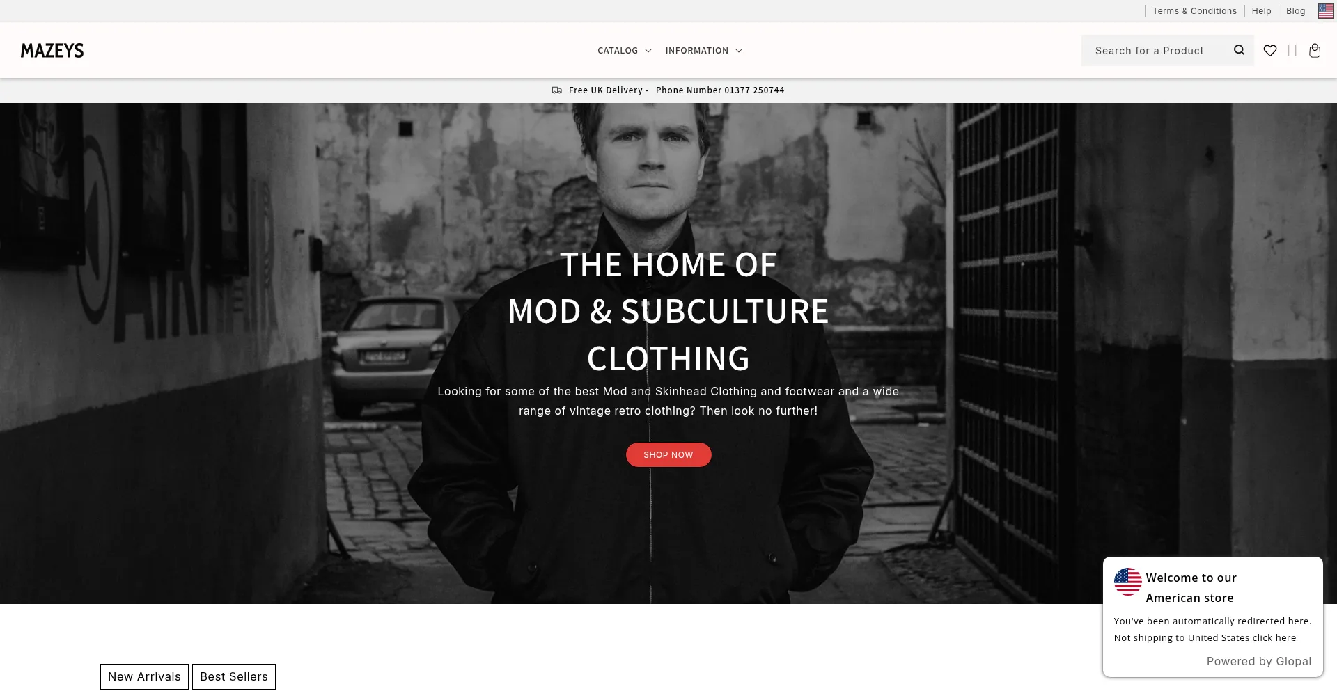 Website screenshot of Mazeys.com