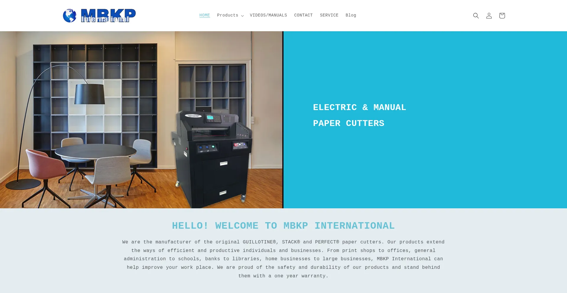 Website screenshot of Mbkpinternational.com
