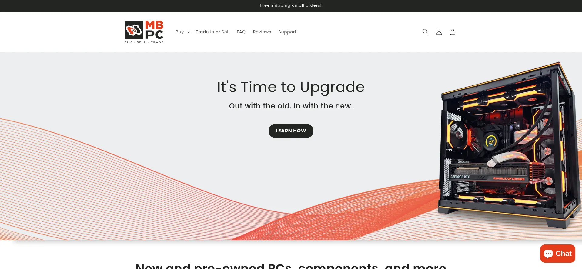 Website screenshot of Mbpc.gg