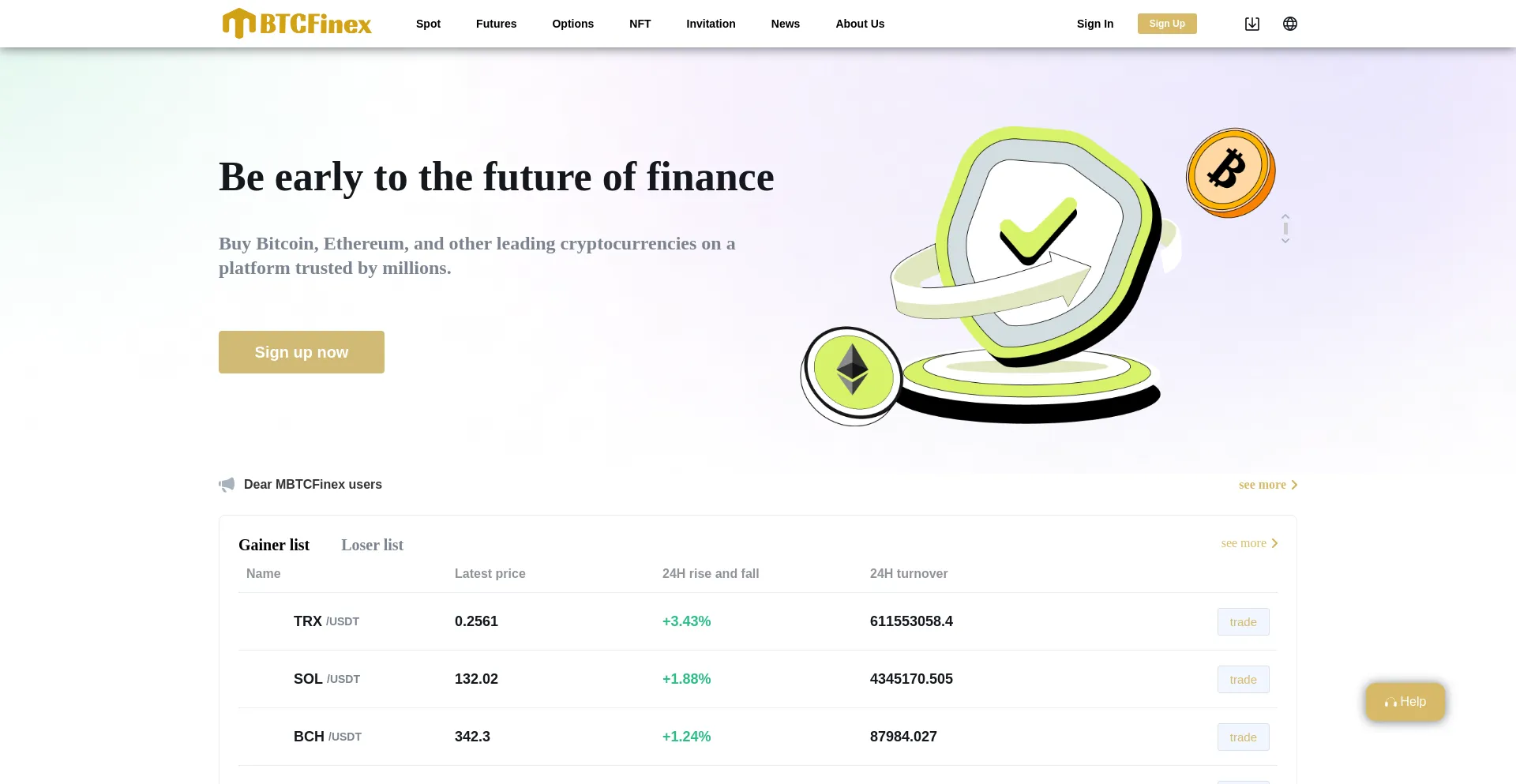 Website screenshot of Mbtcfinex.com