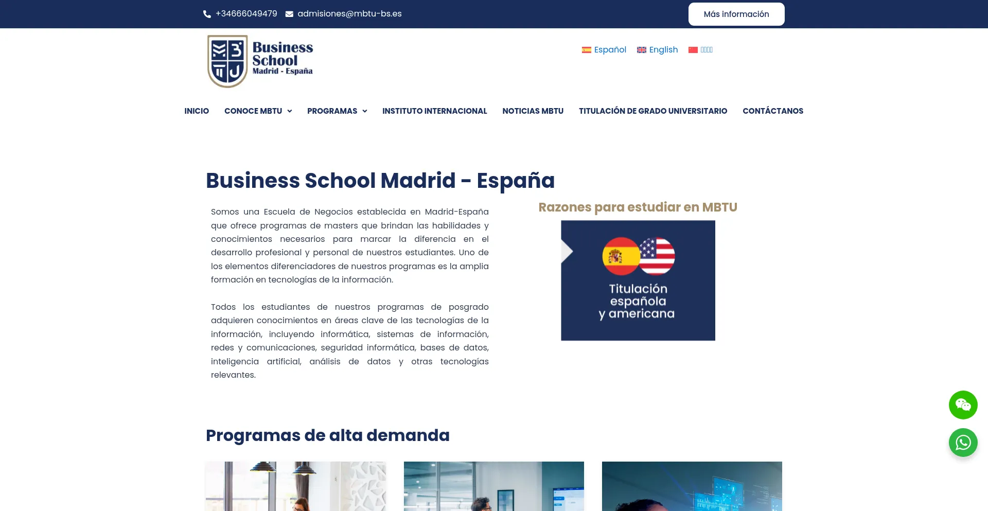 Website screenshot of Mbtu-bs.es