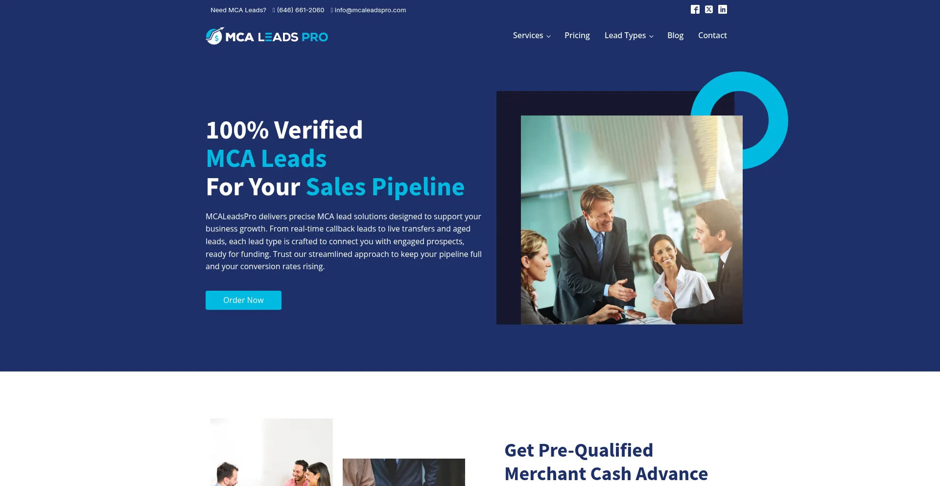 Website screenshot of Mcaleadspro.com