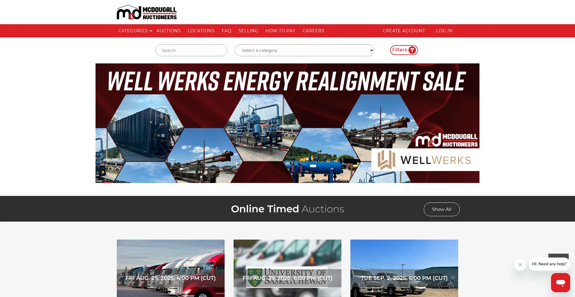Website screenshot of Mcdougallauction.com