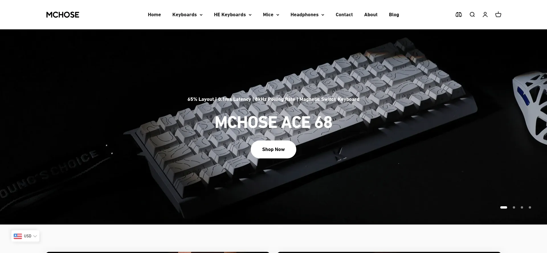 Website screenshot of Mchose.store